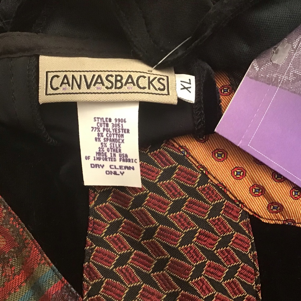 CANVASBACKS I  XL Multi colored black velvet dress - Picture 5 of 9